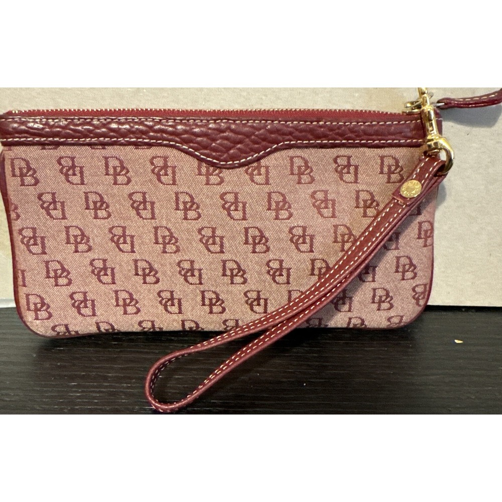 Dooney and Bourke Monogram Wristlet Wallet Coin Change Purse with Strap